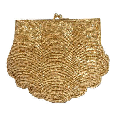 Full Beaded, Mini Clutch, Shell Shape, Evening Bag